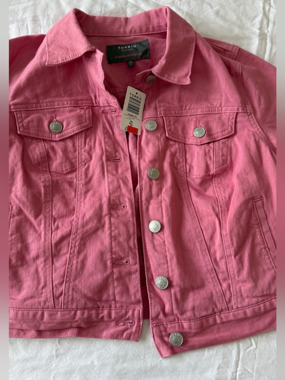 torrid Pink Denim Jacket with Silver Buttons